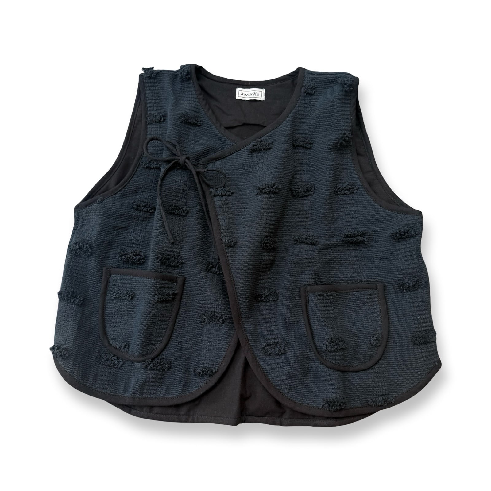 saruche ドビーヘビーコットンベスト Black