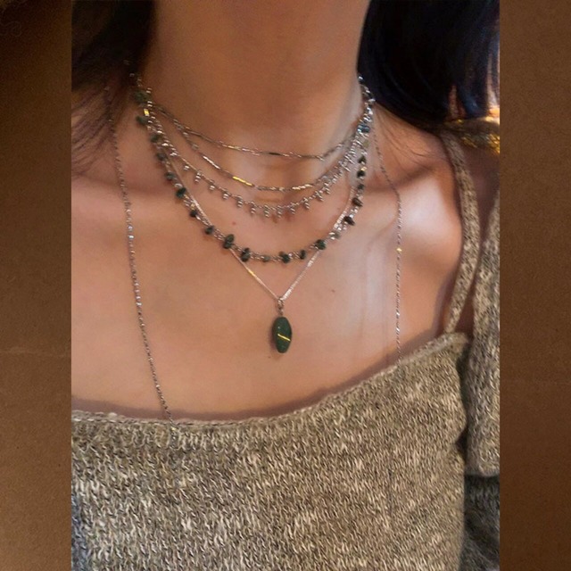 Tangluoオズの魔法使い緑の重ねネックレス