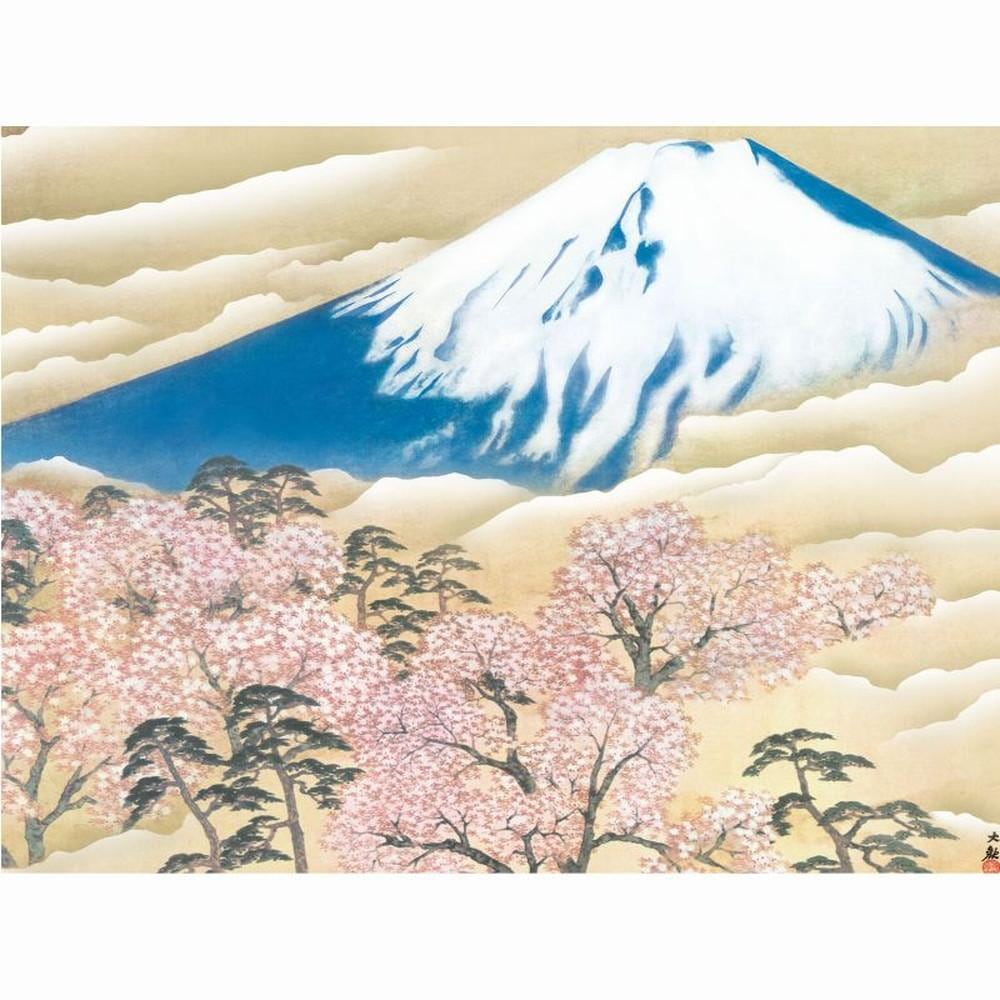 □ 横山大観『富士と桜図（F4号）』高精彩工芸画(手彩補色) 複製画