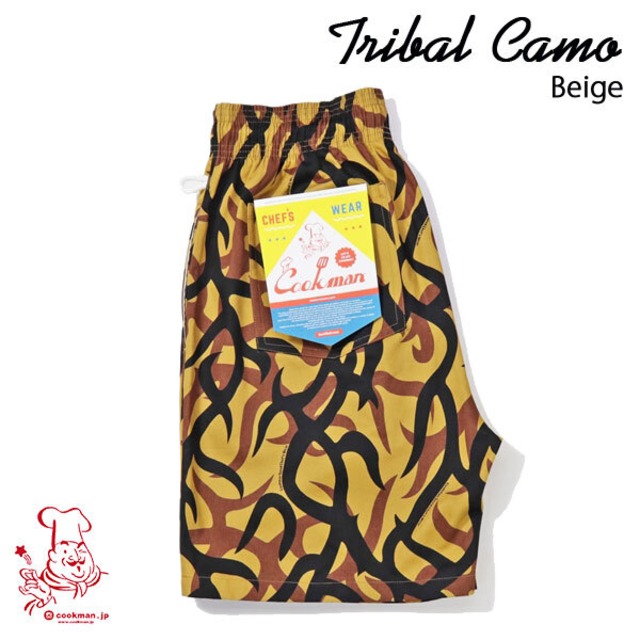 Chef Short pants Tribal Camo Beige シェフ ショートパンツ ベージュ UNISEX 男女兼用 Cookman クックマン イージーパンツ アメリカ