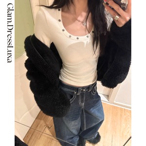 Stud Square Rib Top/2color_T1643