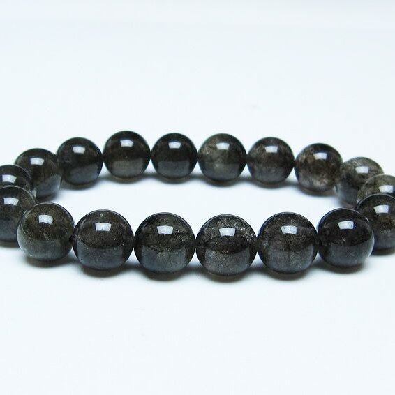 ブラックルチルクォーツ ブレスレット 12mm ブラックトルマリン トルマリネイテッドクォーツ 一点物 メール便可 [M便 1/10] 111-47051