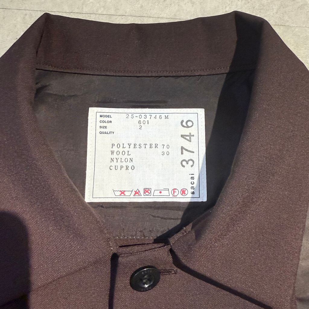 sacai サカイ25AW Suiting Shirt 半袖シャツ 25-03746M ブラウン size