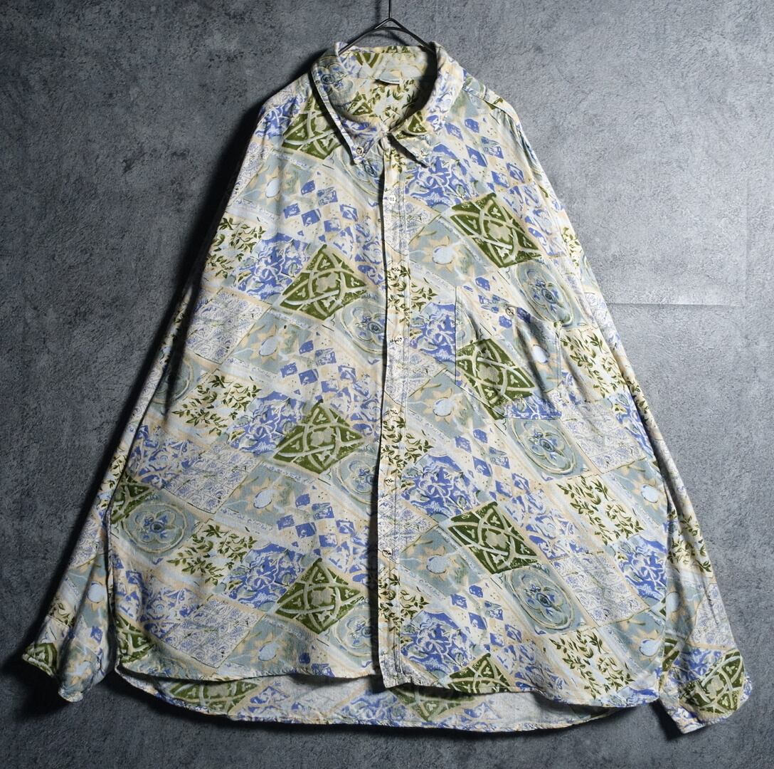 Multicolor botanical & abstract pattern design shirt