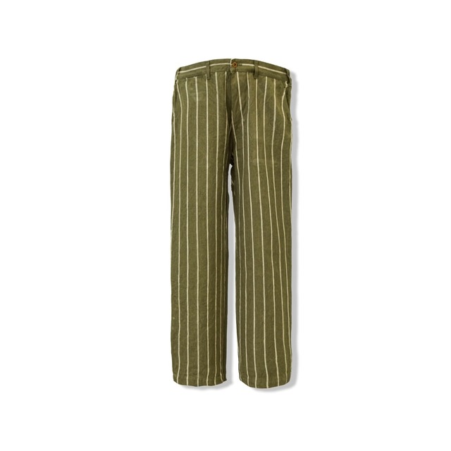 AT-DIRTY/ATD WORK TROUSERS LINEN STRIPE (OLIVE)