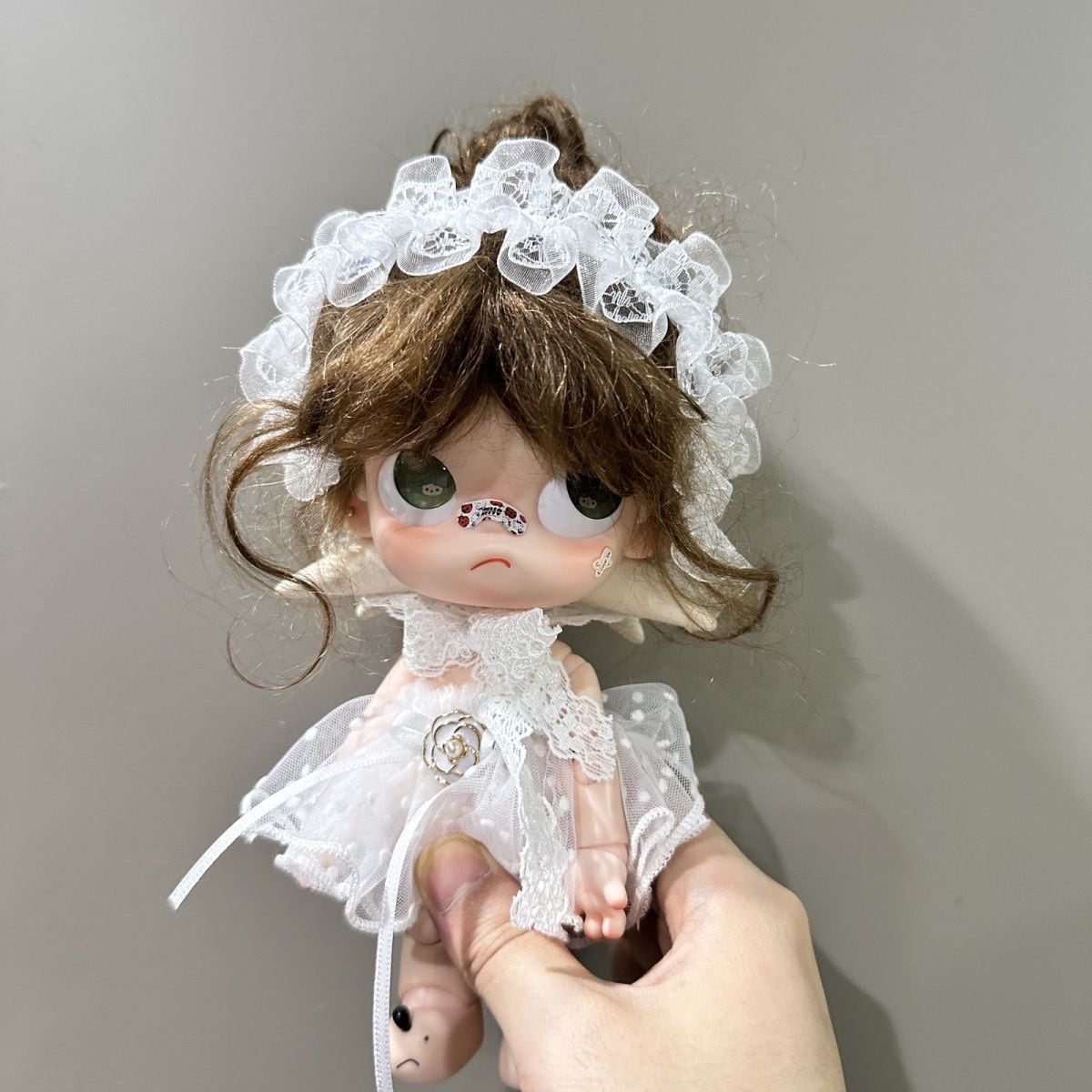 Zsiga/1/8ぬいぐるみ用 椿の装飾チュールワンピース+レースヘアバンド