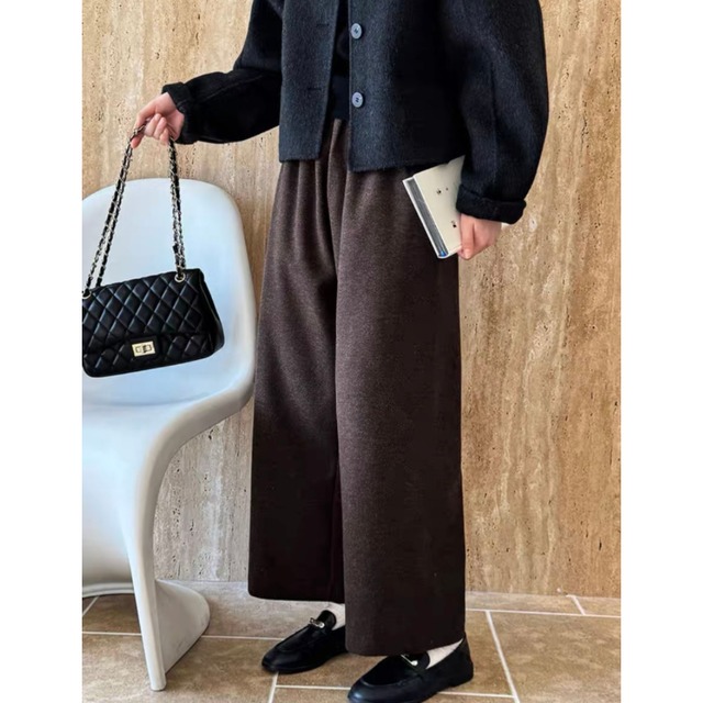 wool straight easy pants m0472