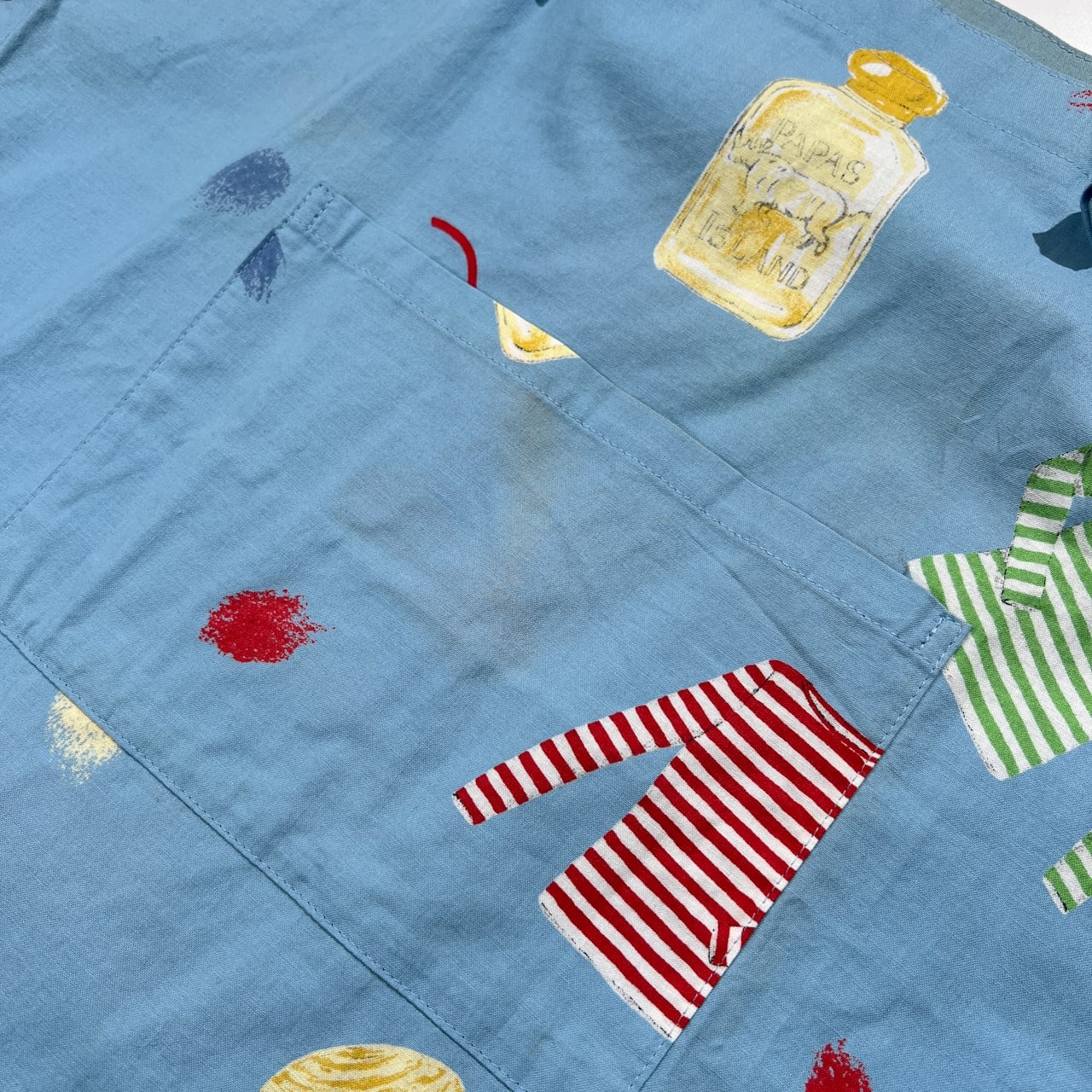 Mademoiselle NON NON マドモアゼルノンノン プリント エプロン /水色系/コットン/日本製