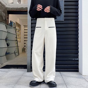 【Men】HIGH WAISTED CONTRAST LINE TRIMMED DESIGN PANTS 2colors Z-186