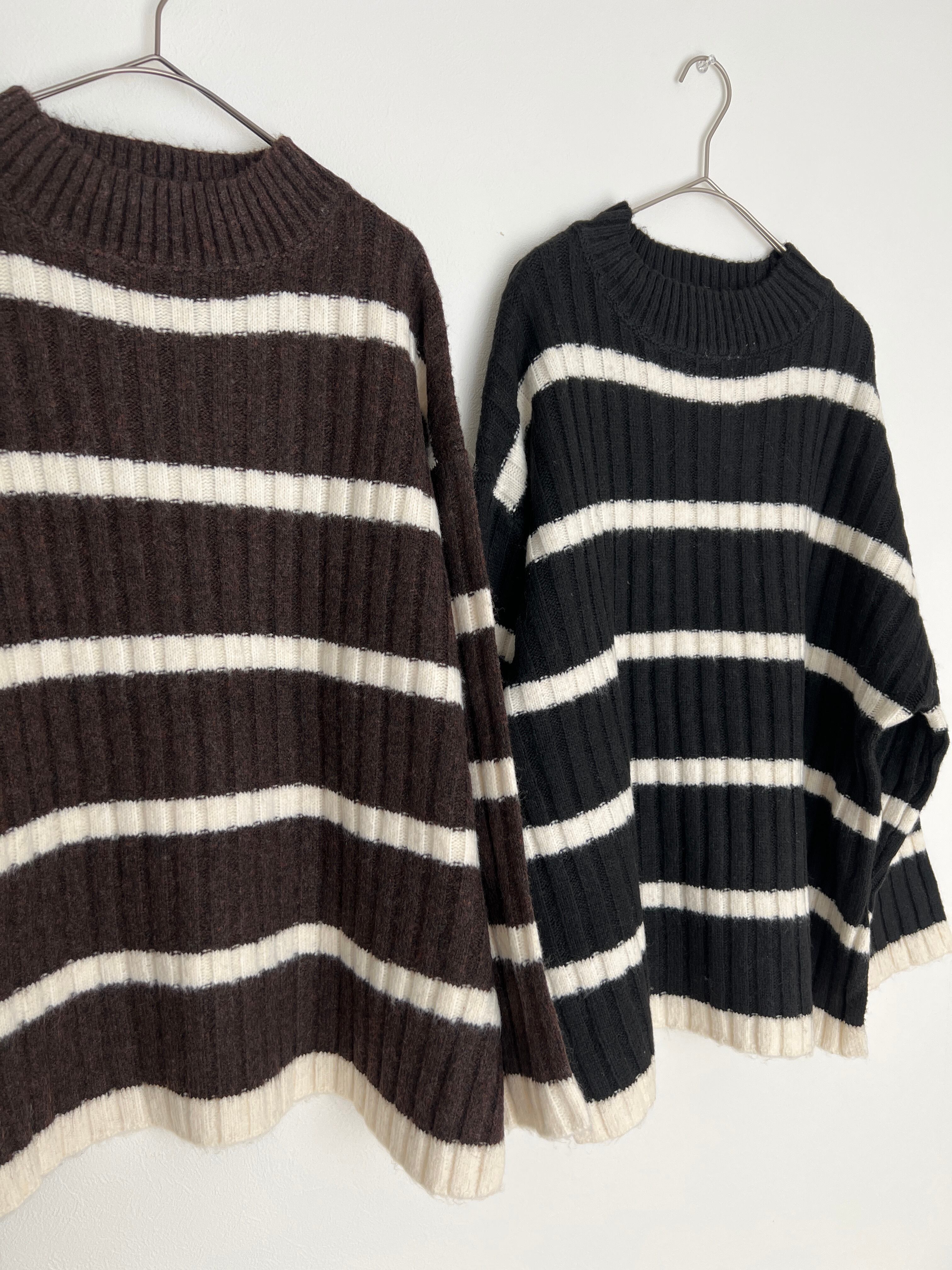 【SELECT】ワイドリブボーダーボトルネックPO