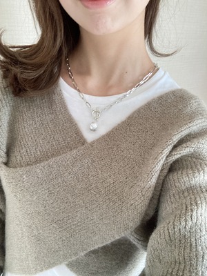 【ネックレス】サージカルステンレスチェーンとパールのネックレス