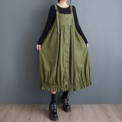 フロントジッパー Aライン サスペンダースカート  00121