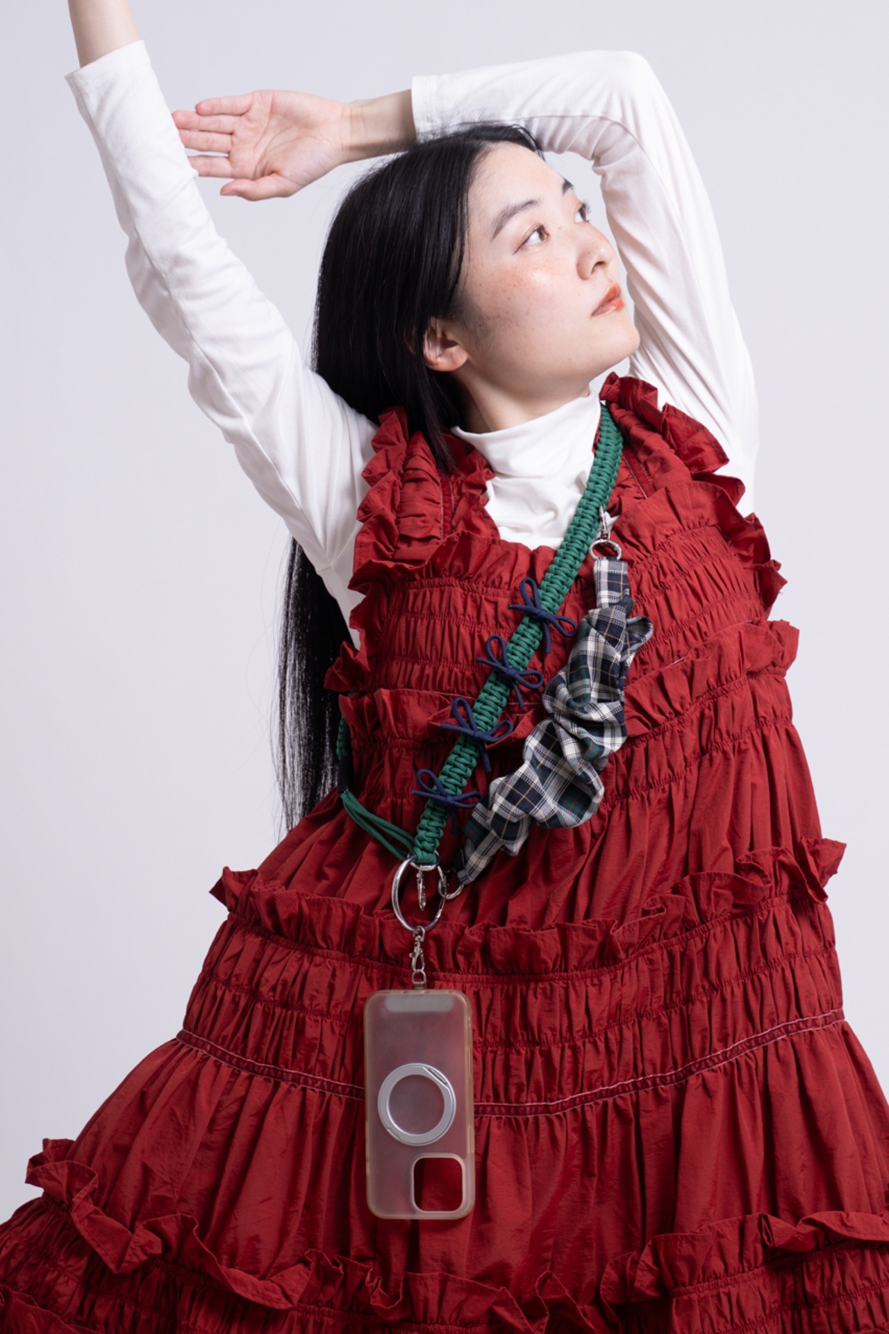 3way tartan strap Green