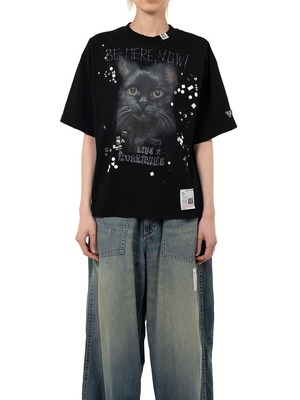 【25AW】Maison MIHARA YASUHIRO ミハラヤスヒロ / Cat Printed Embellished Distressed T-Shirt / Tシャツ