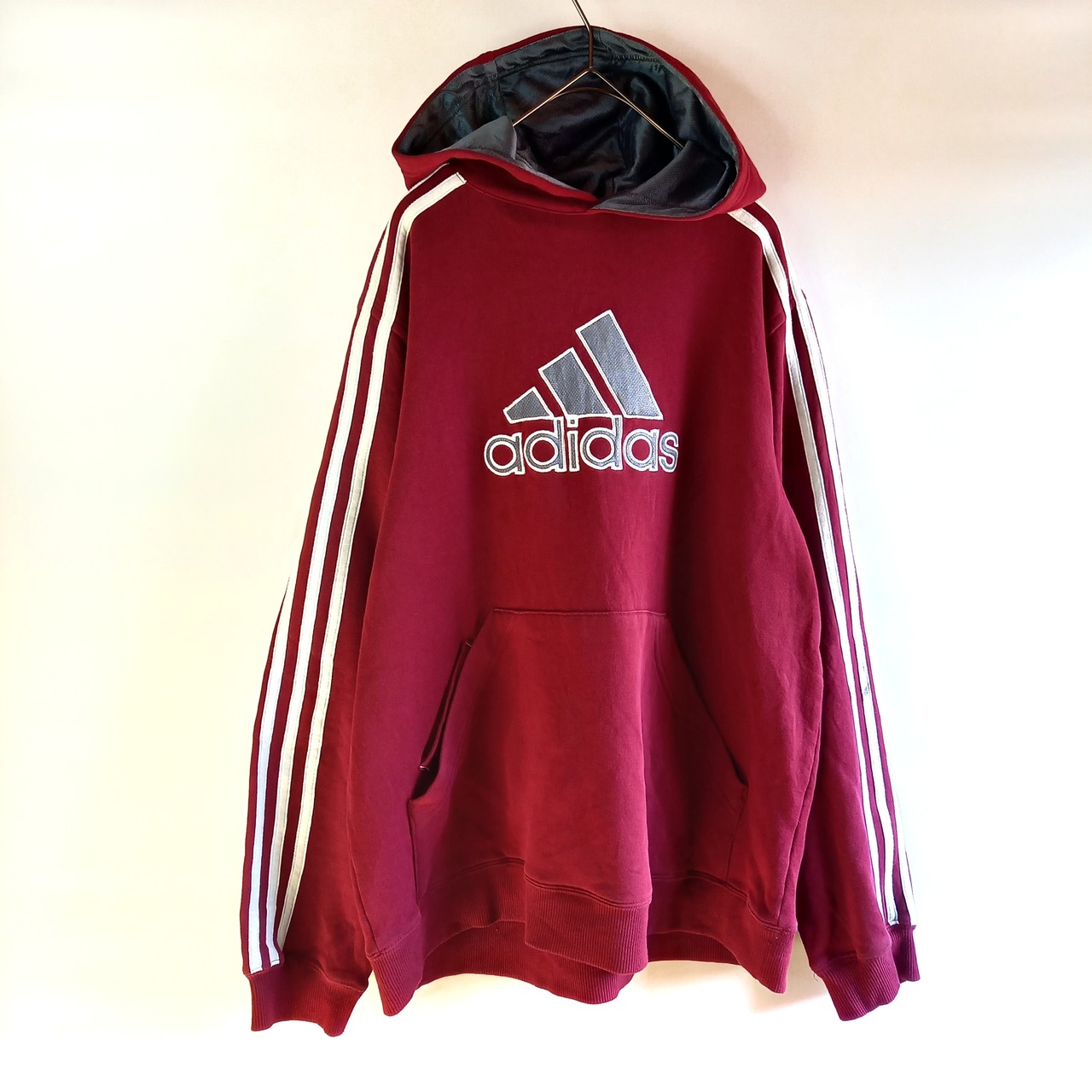 00s　アディダス　プルオーバー　スウェット　フーディー　ビッグロゴ