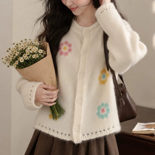 2色/刺繍フラワーニットカーデ ・79434