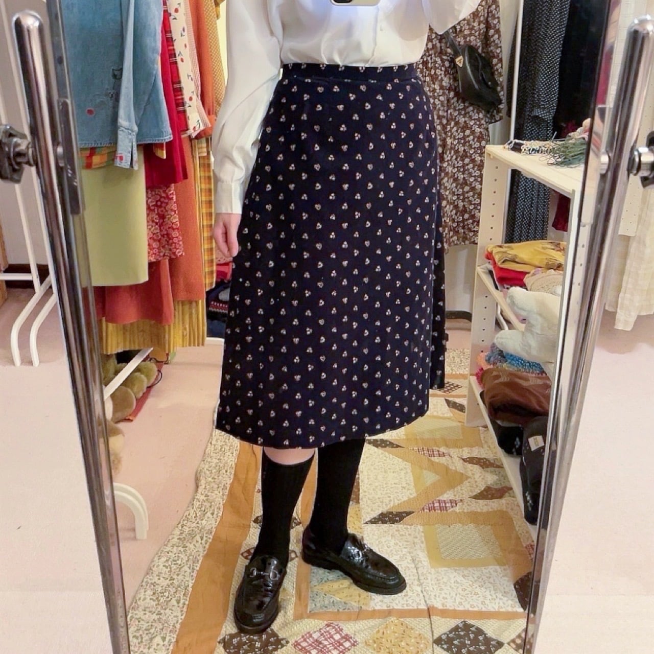 laura ashley / flower corduroy skirt