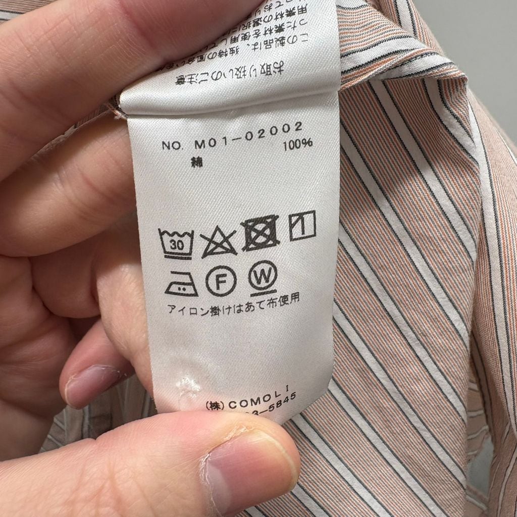 COMOLI コモリ 18SSバンドカラーシャツ ピンク系 M01-02002 size:0【中