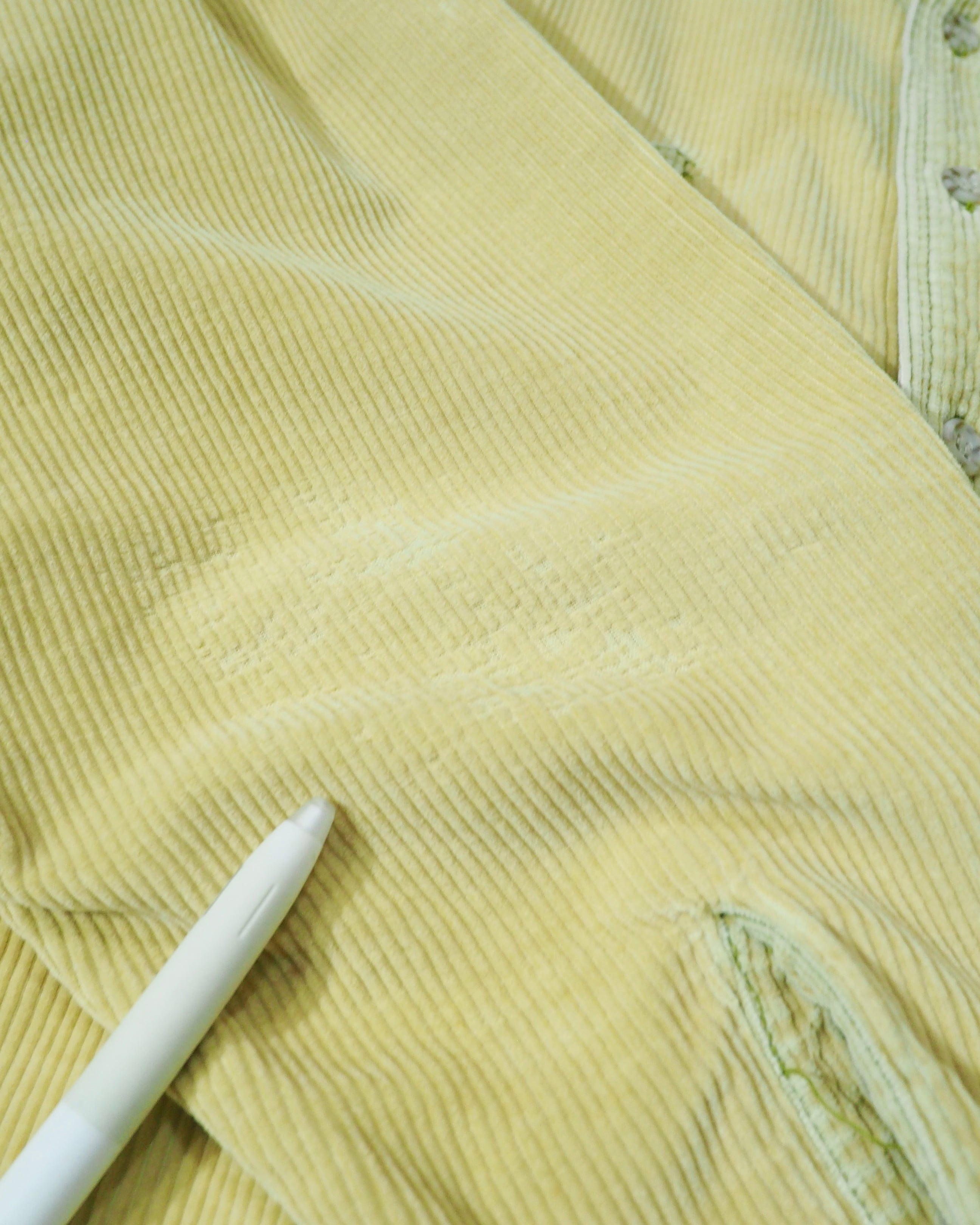 1990s " Trans position " Pale Lemon Color vintage loose Corduroy shirt