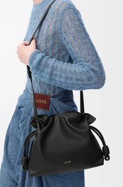 ロエベ フラメンコ クラッチ ミディアム ショルダーバッグ ブラック レザー