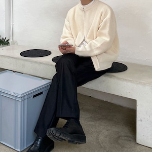 ホワイトニットジップブルゾン　MT0080314