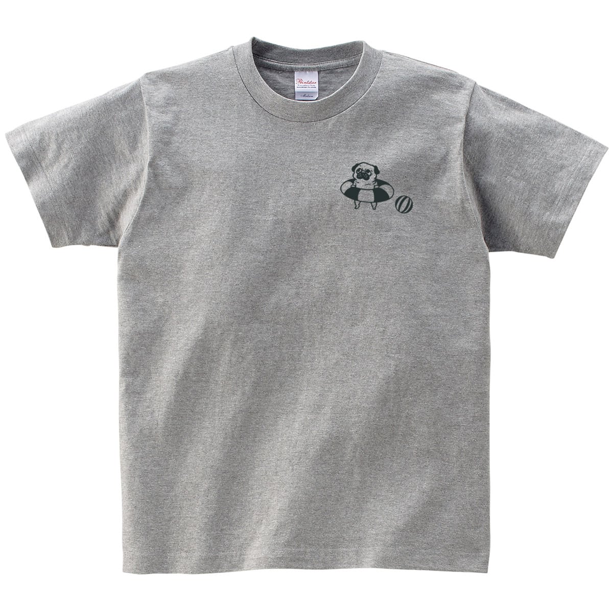 海水浴 パグ Tシャツ dog88 犬 浮き輪 夏 パグ好き 服 ゆるい イラスト