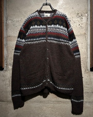 【Caka】60's “Campus” Nordic Pattern Vintage Knit Cardigan