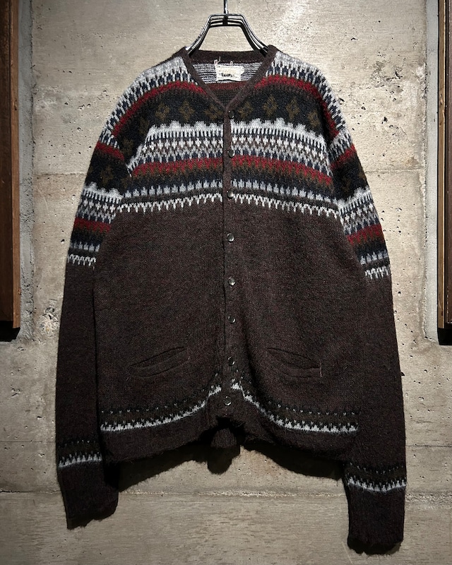 【Caka】60's “Campus” Nordic Pattern Vintage Knit Cardigan