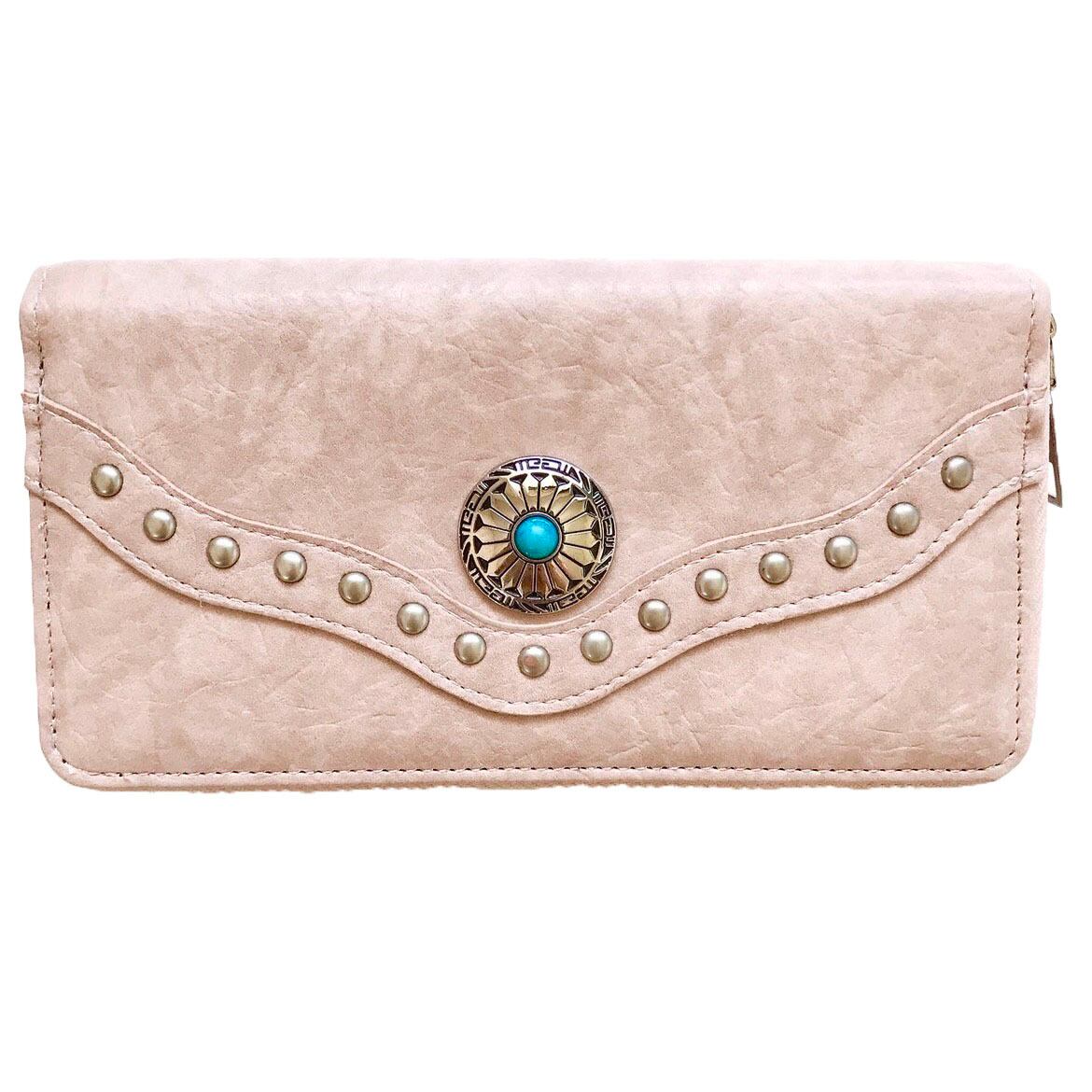 長財布♡西海岸 ビッグコンチョ付き ウォレット ピンク | Gina Remitente