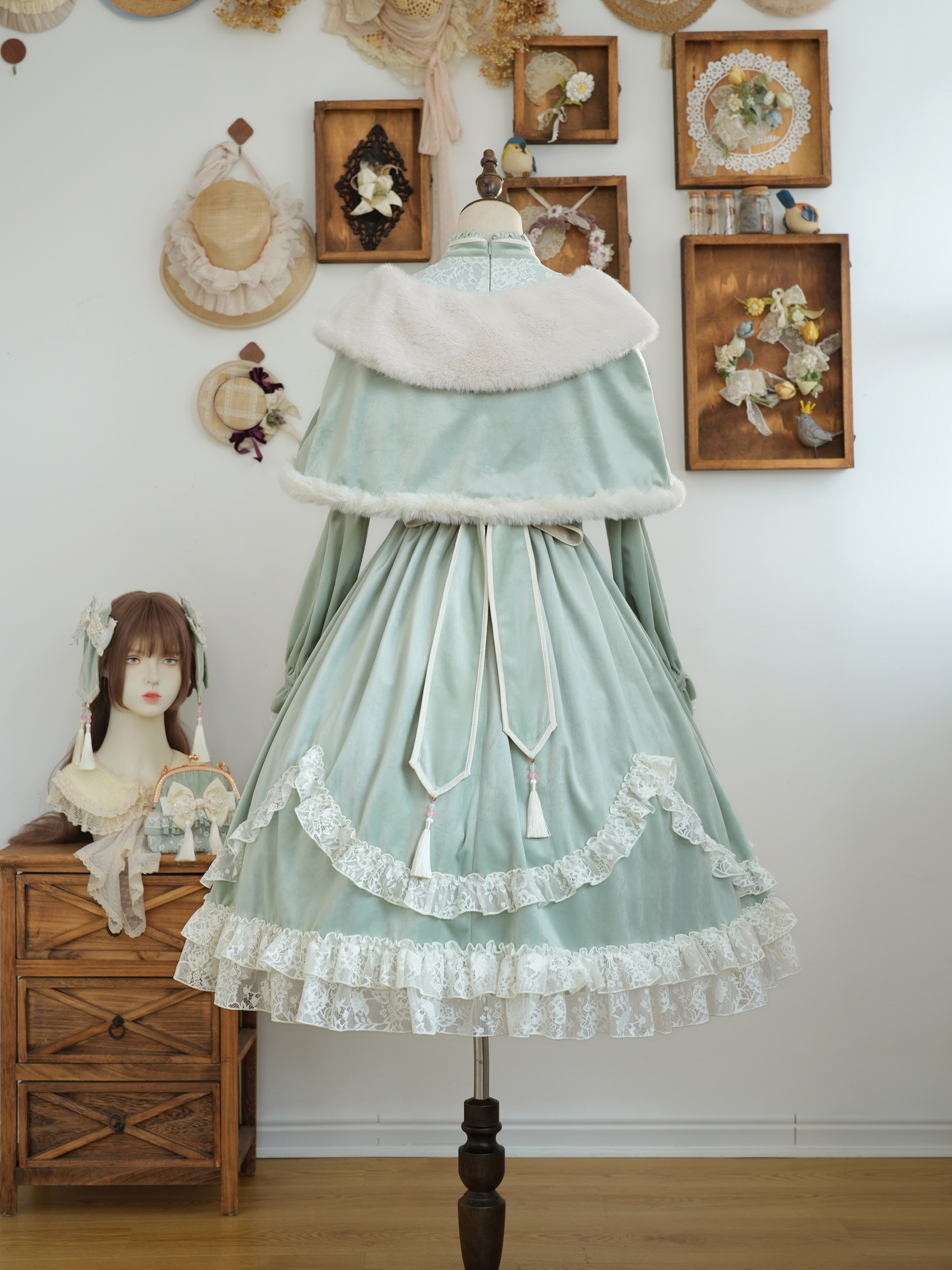 桃源華 ファーケープ付きワンピース | HoshibakoWorks