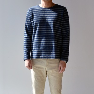 RINEN【リネン】 12/1ウール天竺ボーダーリーフネック[13505]ネイビーsize3