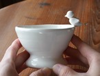 小鳥のとまった小さなカフェオレボウル