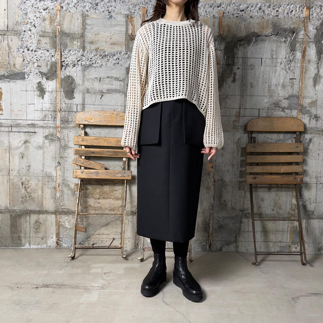HYKE【ハイク】 DOESKIN MIDI SKIRT (14148) | Pay ID 