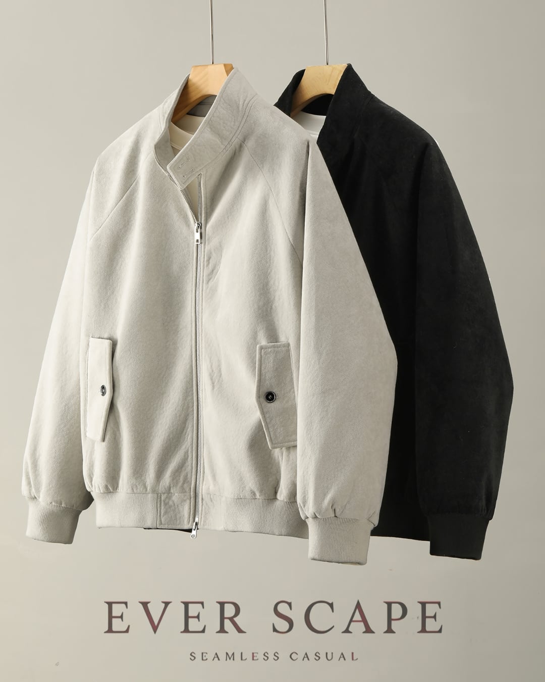 ジップアップ ボア中綿ジャケット 2色 A0024