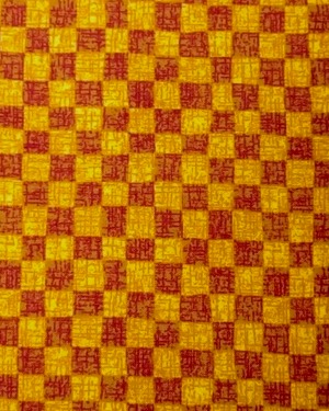 USAヴィンテージコットン Classic Folk Art チェック 赤×黄 FQ14