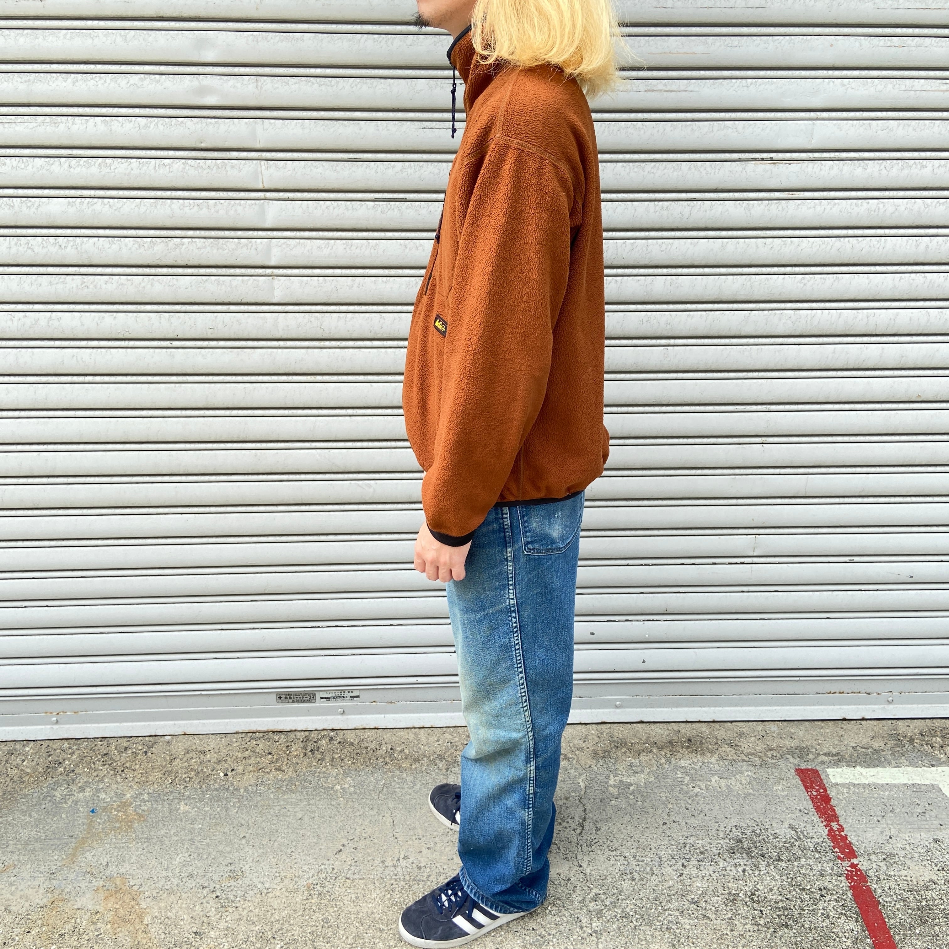 00's DKNY フリースプルオーバーパーカーSグレーxイエローVINTAGE