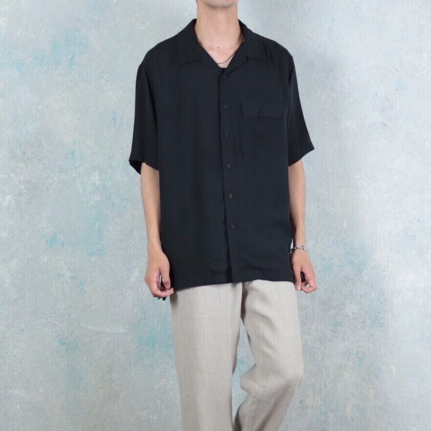S/S PERRY ELLIS オープンカラー フラップポケット シルクシャツ 【ME