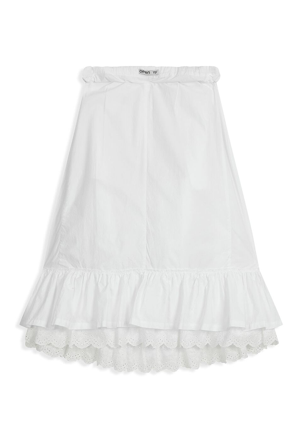 OPEN YY] ROLLED WAIST TIERED SKIRT, WHITE 正規品 韓国
