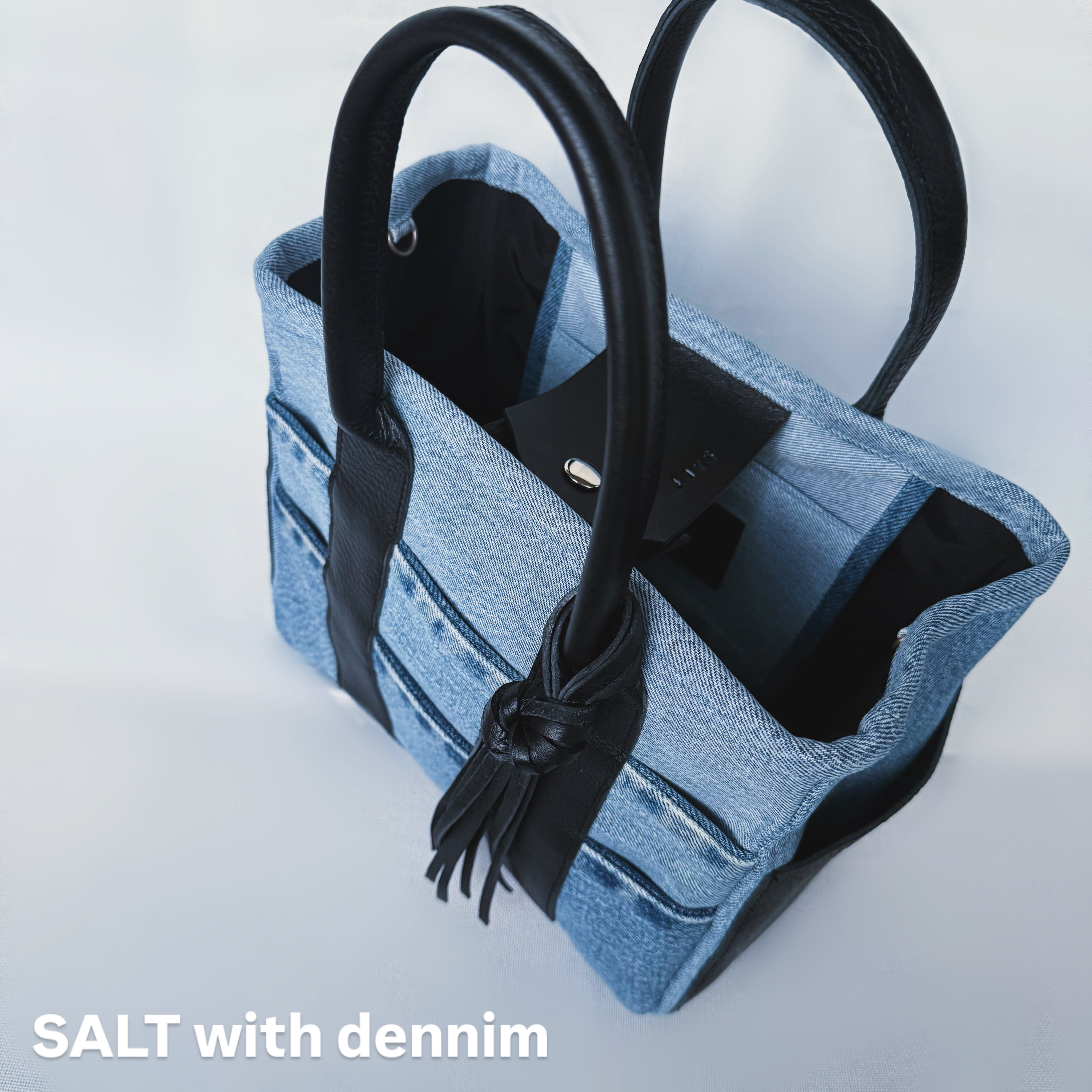 Denim×leatherスクエアトートmini No.6745