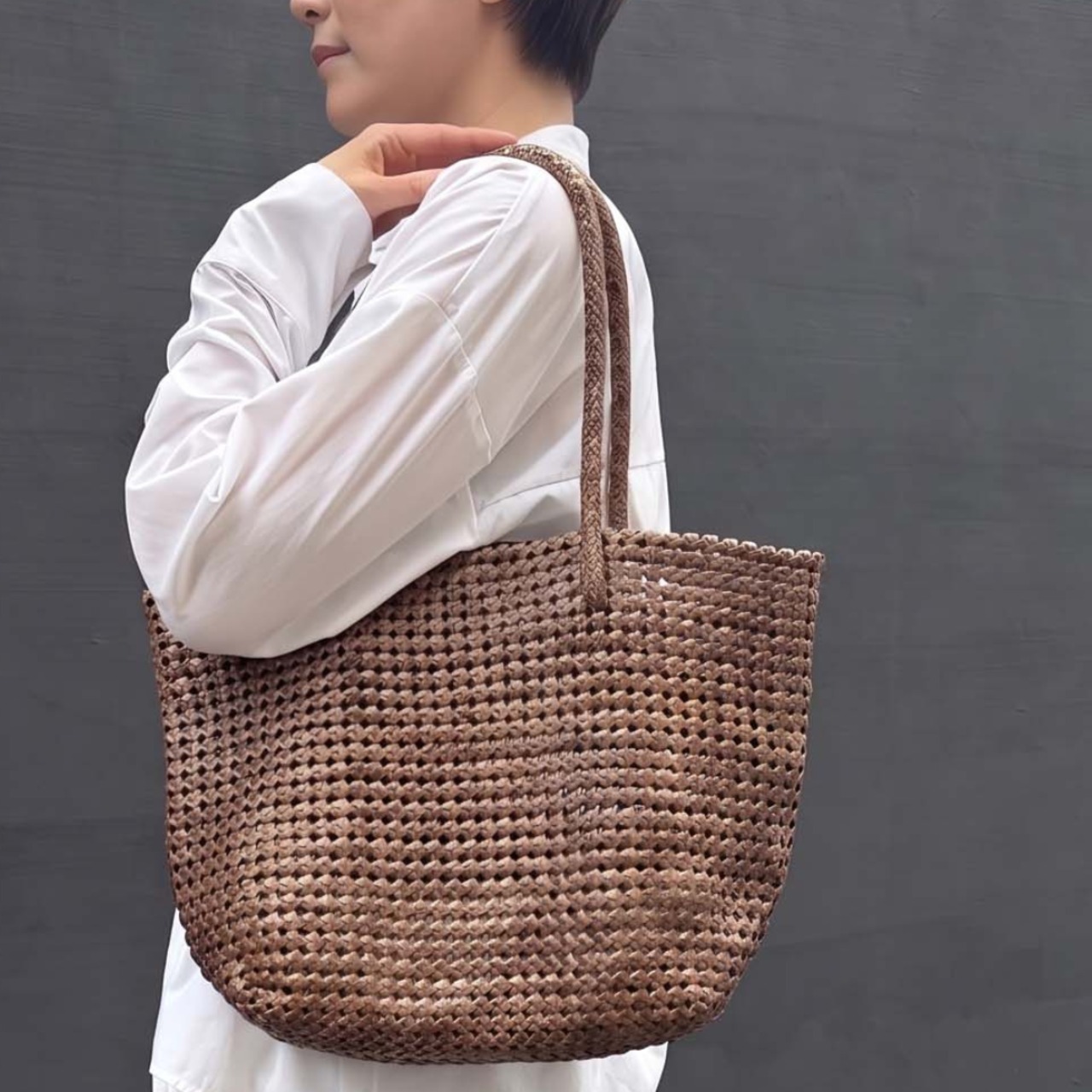 山羊革】石畳編みメッシュトートバッグ Sサイズ 本革 軽い 柔らかい