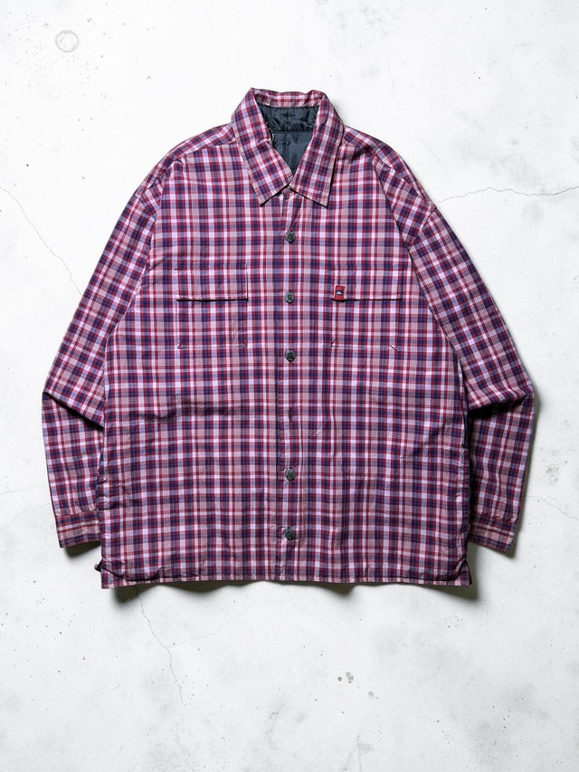 Quiksilver Red Navy Plaid Check Multi Pocket Outdoor Shirt Jacket