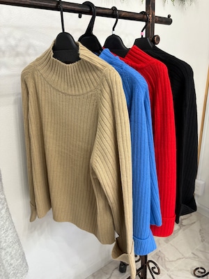 ROSIEE　ロールアップハイネックリブニットセーター　