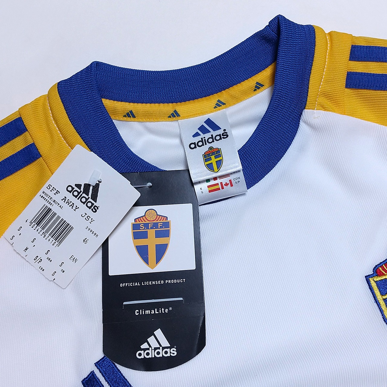 スウェーデン代表 2002 adidas アウェイ半袖 ユニフォーム（インポート 