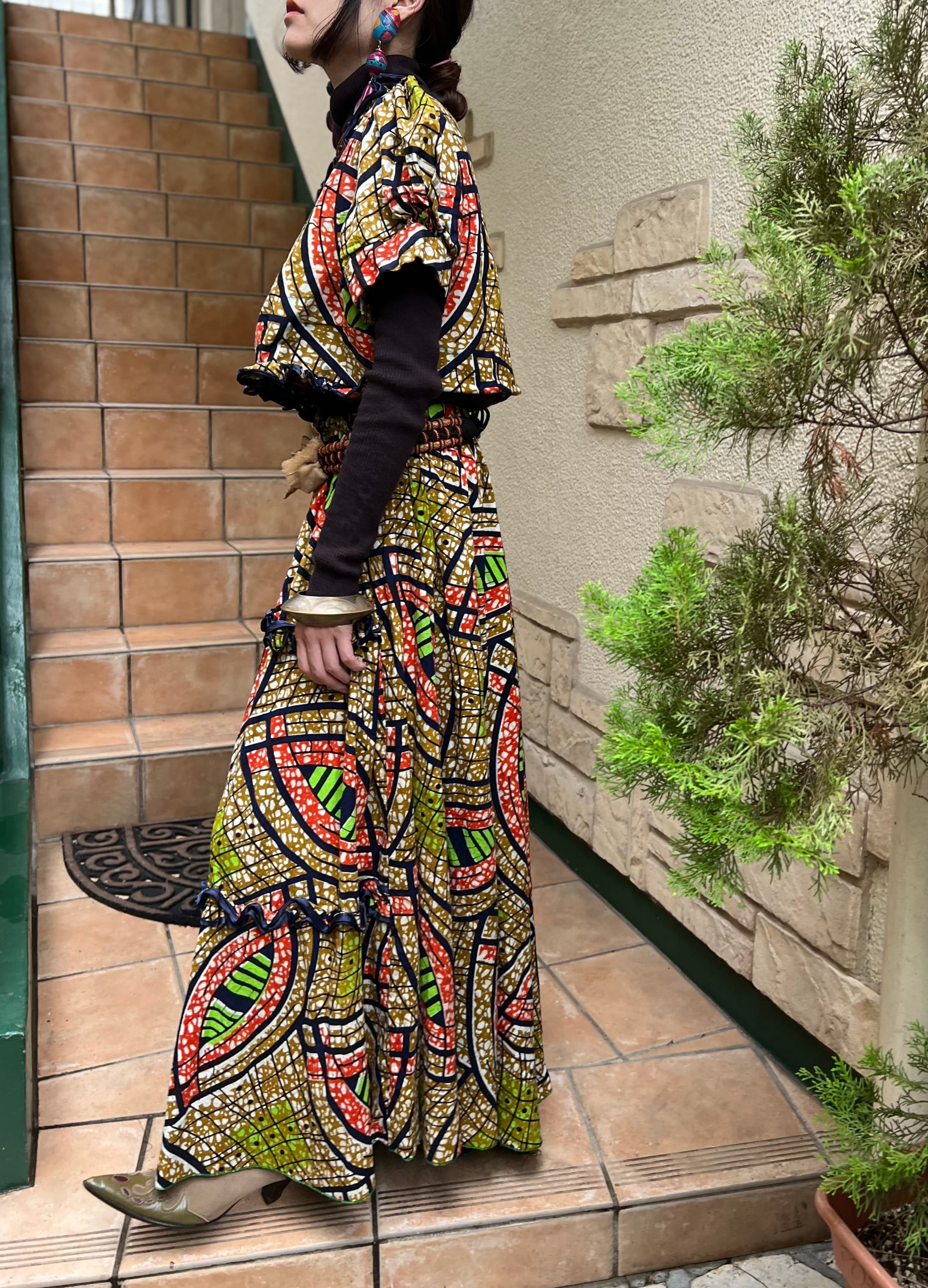 Vintage african puff sleeve cotton tops ( ヴィンテージ アフリカン