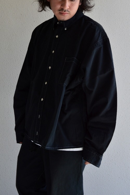 VENTITANK PROJECT Old Polo Ralph Lauren 1990's Dyed Black Custom Remade Collection "HEAVY TWILL IN POCKET NAVY PONY" Shirt オールドラルフ カスタムシャツ