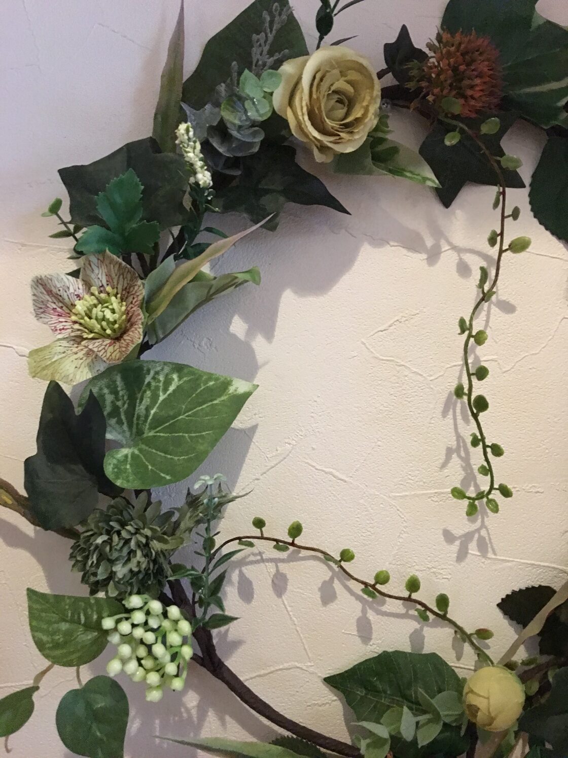 観葉植物的グリーンリース】クールな貴方のためのグリーンローズのリース