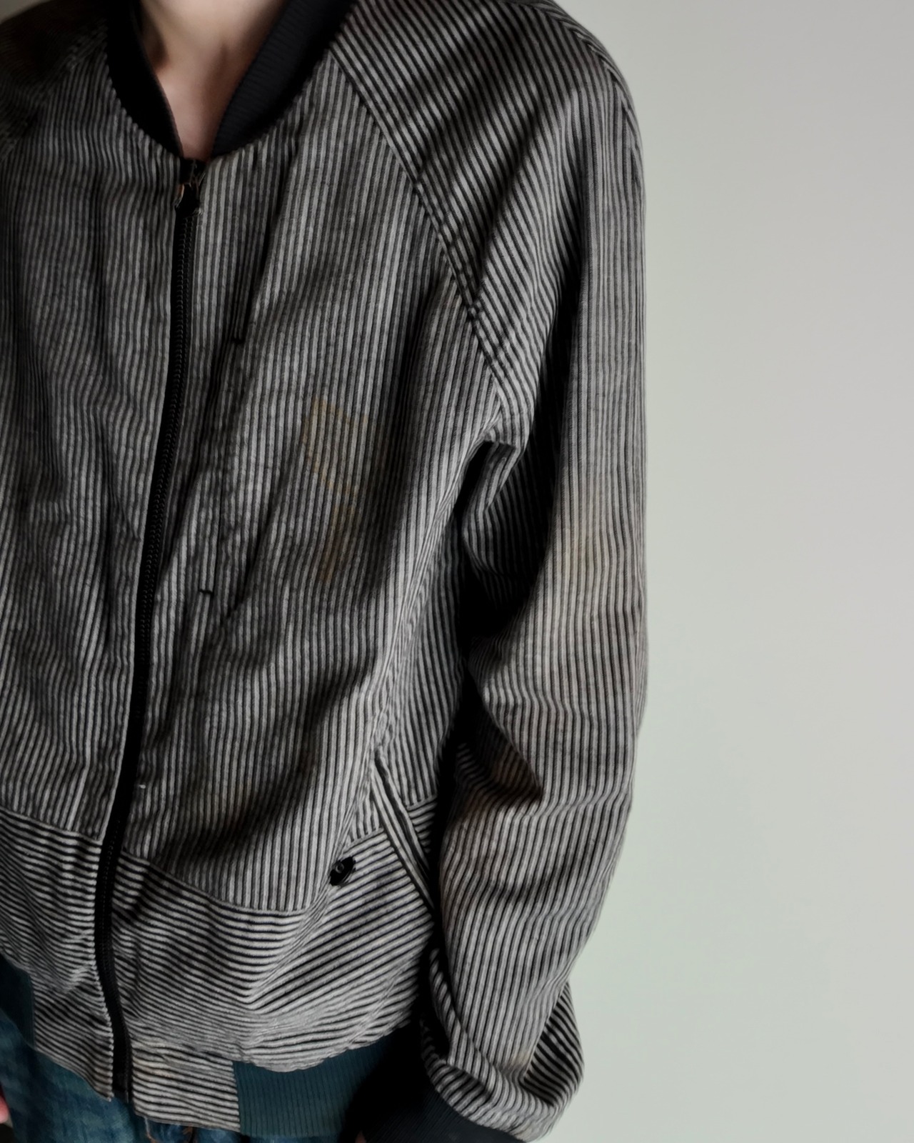 【3.1 Pillip Lim】linen stripe bomber blouson