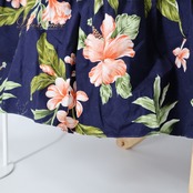 フラダンス 衣装 ワンピース ドレス ネイビー系 KY‘S ハワイ製 ハイビスカス柄 プルメリア柄 花柄 植物柄 ハワイアンプリント アロハ フラ ダンス レッスン 練習 フリル 半袖 紺 華やか 鮮やか かわいい 大人っぽい 上品 グリーン系 レッド系 ホワイト系 緑 赤 白 フリル付き カジュアル おしゃれ