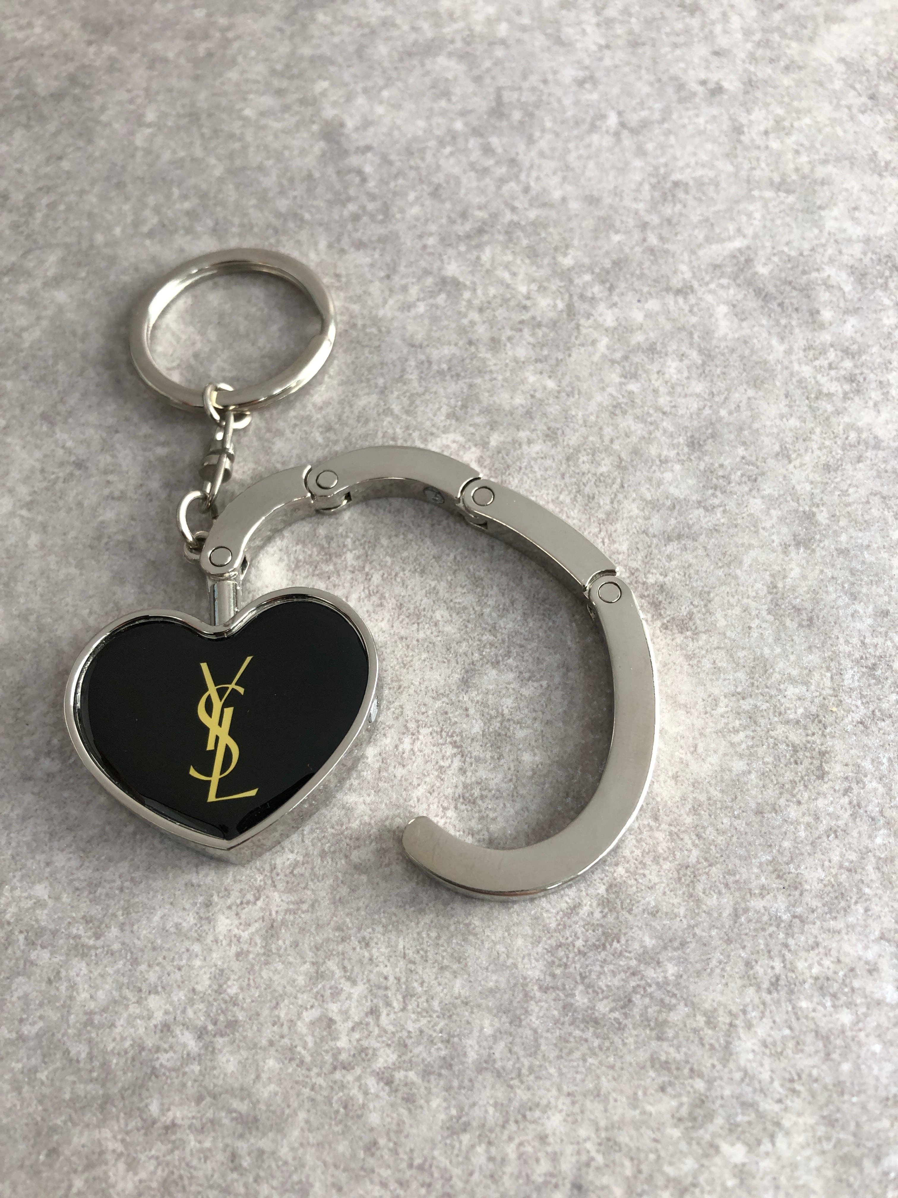 バッグチャームに♪イヴ・サンローランチャームアクセサリー リング付き♪ Yves Saint Laurent イヴ・サンローラン チャーム シルバー ブラック