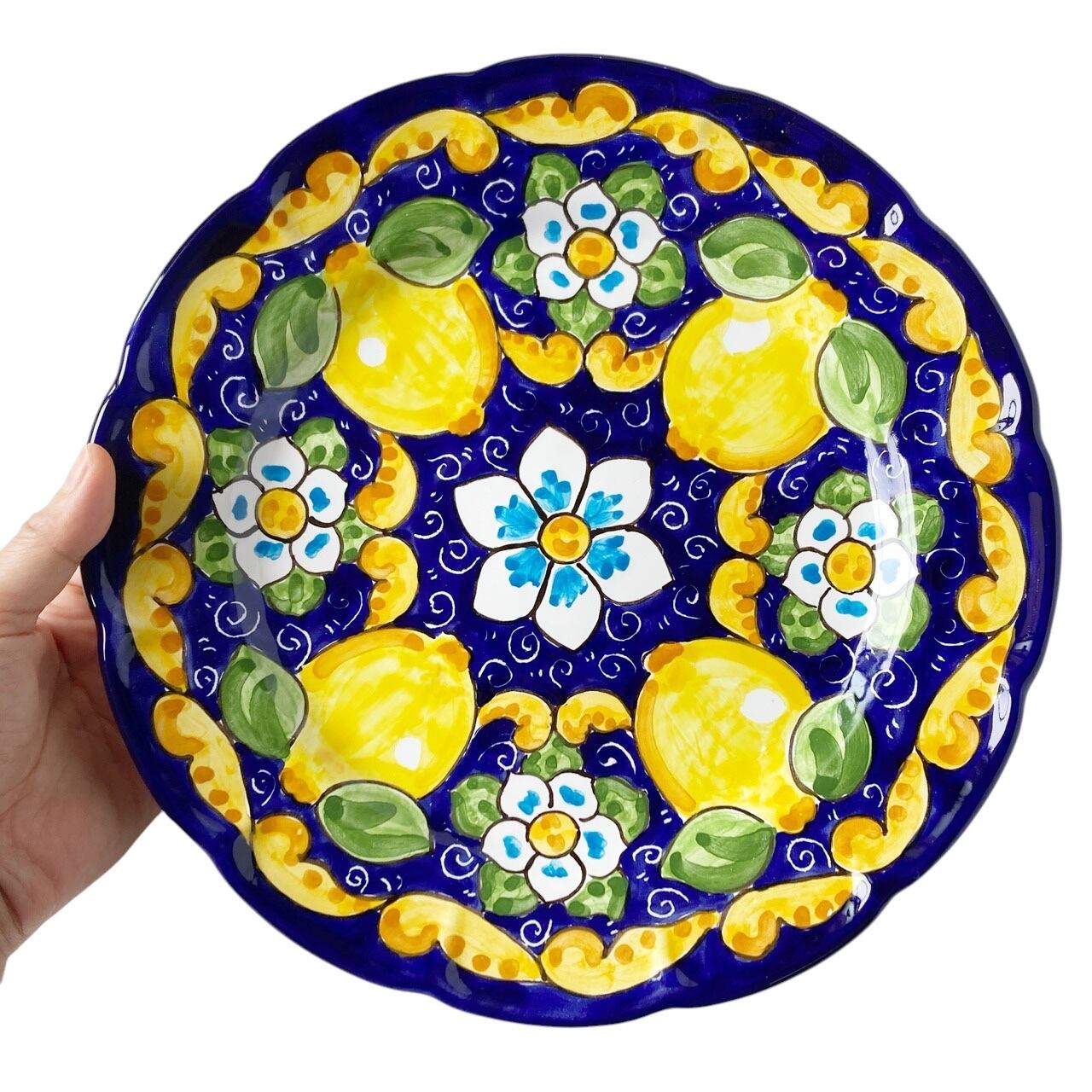 絵皿 26cm GEO045 マヨリカ焼き イタリア陶器 レモン柄 ディナー皿